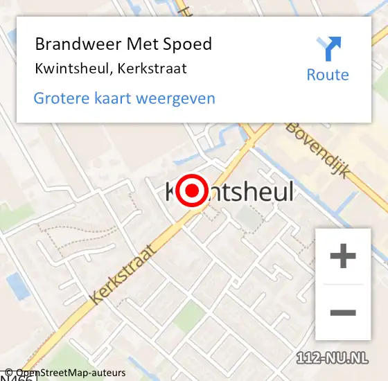 Locatie op kaart van de 112 melding: Brandweer Met Spoed Naar Kwintsheul, Kerkstraat op 1 januari 2023 13:16
