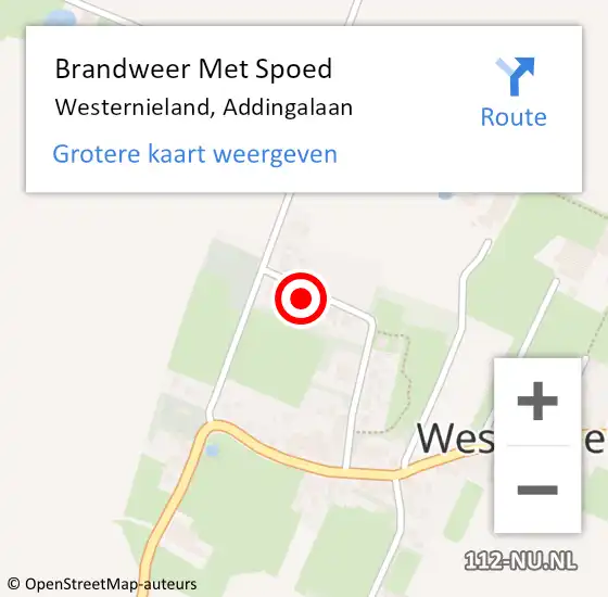 Locatie op kaart van de 112 melding: Brandweer Met Spoed Naar Westernieland, Addingalaan op 1 januari 2023 13:18