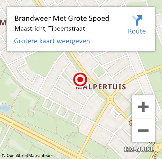 Locatie op kaart van de 112 melding: Brandweer Met Grote Spoed Naar Maastricht, Tibeertstraat op 1 januari 2023 13:25