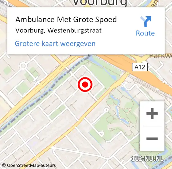 Locatie op kaart van de 112 melding: Ambulance Met Grote Spoed Naar Voorburg, Westenburgstraat op 1 januari 2023 13:33