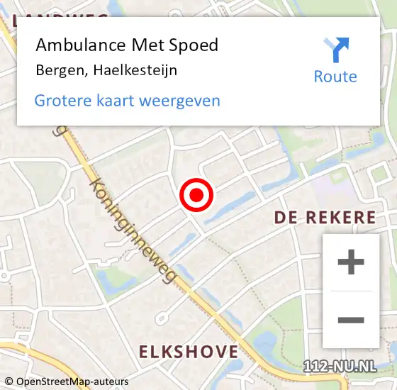Locatie op kaart van de 112 melding: Ambulance Met Spoed Naar Bergen, Haelkesteijn op 1 januari 2023 13:35
