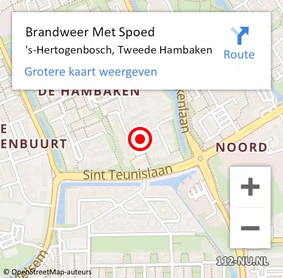 Locatie op kaart van de 112 melding: Brandweer Met Spoed Naar 's-Hertogenbosch, Tweede Hambaken op 1 januari 2023 13:39