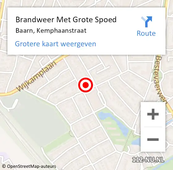 Locatie op kaart van de 112 melding: Brandweer Met Grote Spoed Naar Baarn, Kemphaanstraat op 1 januari 2023 13:49