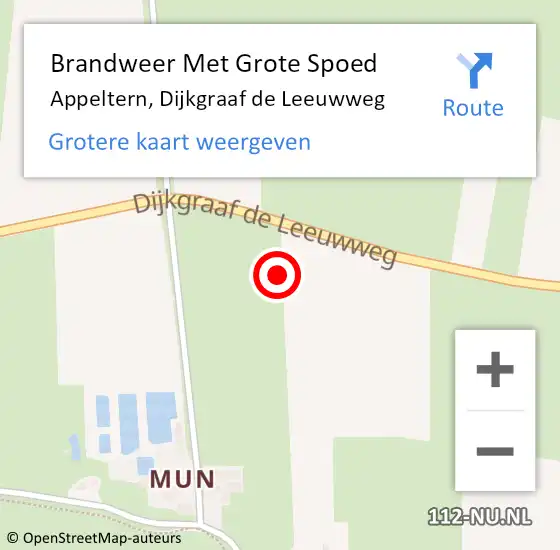 Locatie op kaart van de 112 melding: Brandweer Met Grote Spoed Naar Appeltern, Dijkgraaf de Leeuwweg op 1 januari 2023 13:56