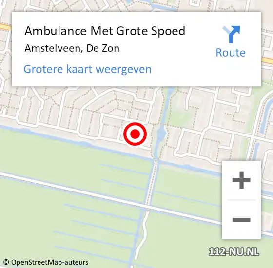 Locatie op kaart van de 112 melding: Ambulance Met Grote Spoed Naar Amstelveen, De Zon op 1 januari 2023 13:59