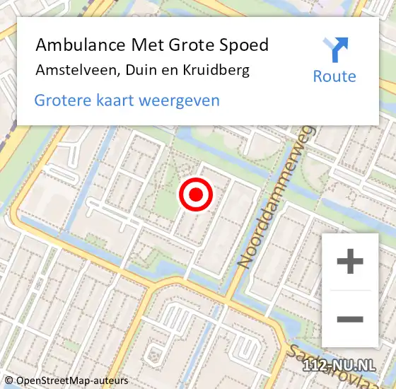 Locatie op kaart van de 112 melding: Ambulance Met Grote Spoed Naar Amstelveen, Duin en Kruidberg op 1 januari 2023 14:00