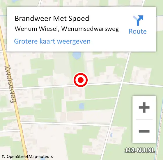 Locatie op kaart van de 112 melding: Brandweer Met Spoed Naar Wenum Wiesel, Wenumsedwarsweg op 1 januari 2023 14:05