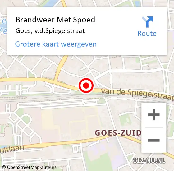 Locatie op kaart van de 112 melding: Brandweer Met Spoed Naar Goes, v.d.Spiegelstraat op 1 januari 2023 14:13