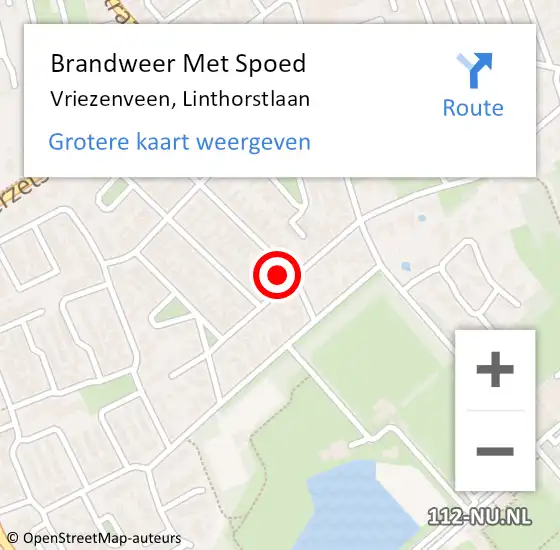 Locatie op kaart van de 112 melding: Brandweer Met Spoed Naar Vriezenveen, Linthorstlaan op 1 januari 2023 14:25