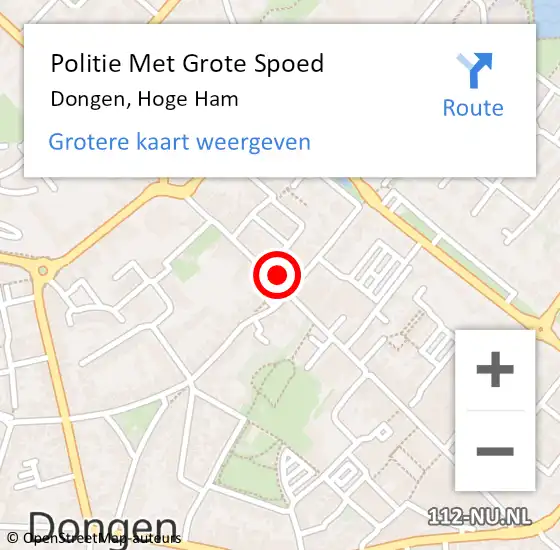 Locatie op kaart van de 112 melding: Politie Met Grote Spoed Naar Dongen, Hoge Ham op 1 januari 2023 14:27