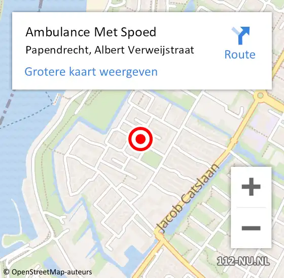 Locatie op kaart van de 112 melding: Ambulance Met Spoed Naar Papendrecht, Albert Verweijstraat op 1 januari 2023 14:30