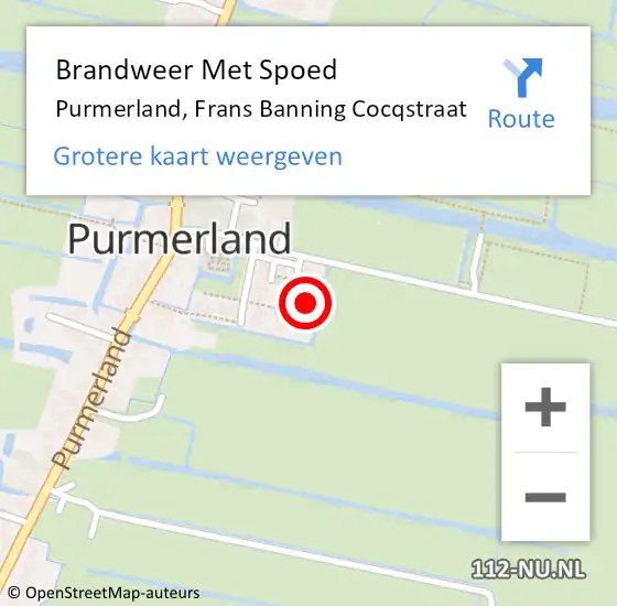 Locatie op kaart van de 112 melding: Brandweer Met Spoed Naar Purmerland, Frans Banning Cocqstraat op 1 januari 2023 14:45