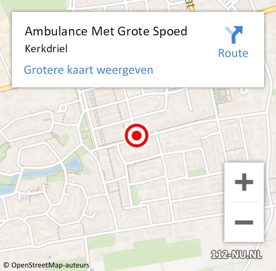 Locatie op kaart van de 112 melding: Ambulance Met Grote Spoed Naar Kerkdriel op 1 januari 2023 14:46