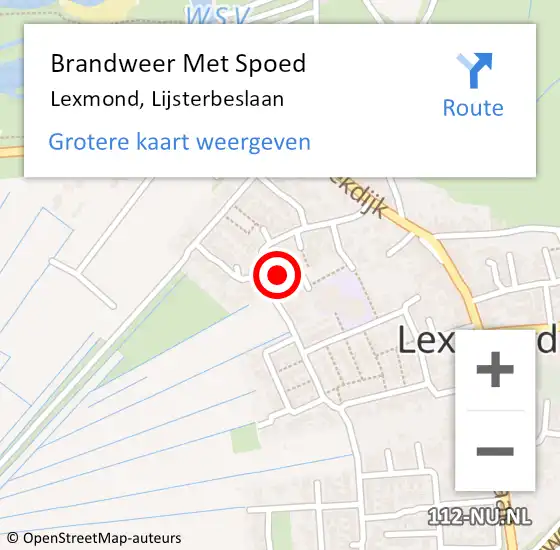 Locatie op kaart van de 112 melding: Brandweer Met Spoed Naar Lexmond, Lijsterbeslaan op 1 januari 2023 14:50