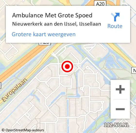 Locatie op kaart van de 112 melding: Ambulance Met Grote Spoed Naar Nieuwerkerk aan den IJssel, IJssellaan op 1 januari 2023 15:01