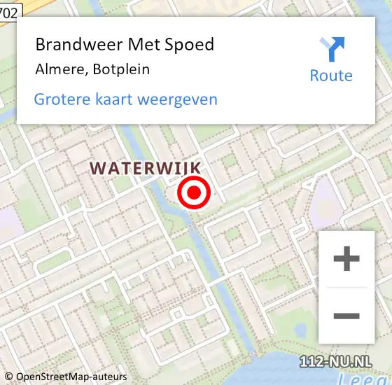 Locatie op kaart van de 112 melding: Brandweer Met Spoed Naar Almere, Botplein op 1 januari 2023 15:02