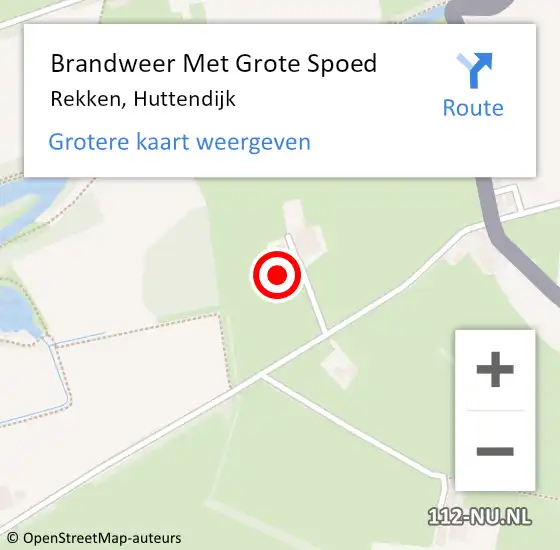 Locatie op kaart van de 112 melding: Brandweer Met Grote Spoed Naar Rekken, Huttendijk op 1 januari 2023 15:14