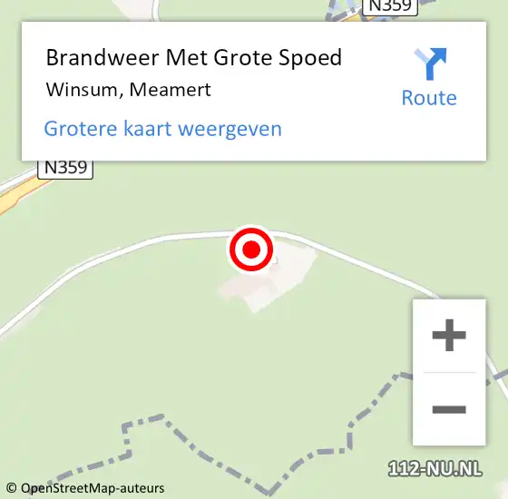 Locatie op kaart van de 112 melding: Brandweer Met Grote Spoed Naar Winsum, Meamert op 1 januari 2023 15:36