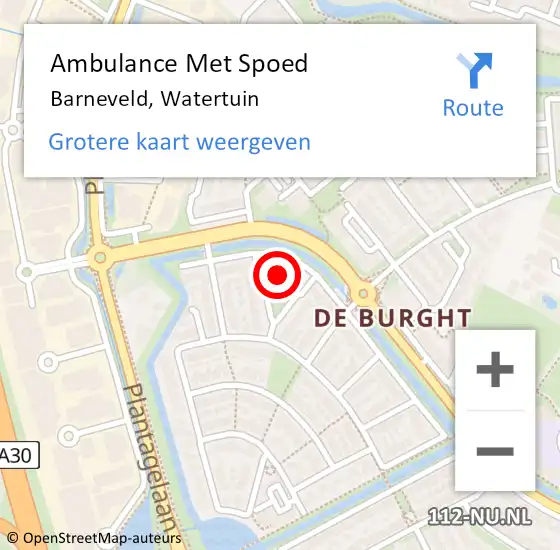 Locatie op kaart van de 112 melding: Ambulance Met Spoed Naar Barneveld, Watertuin op 1 januari 2023 15:40