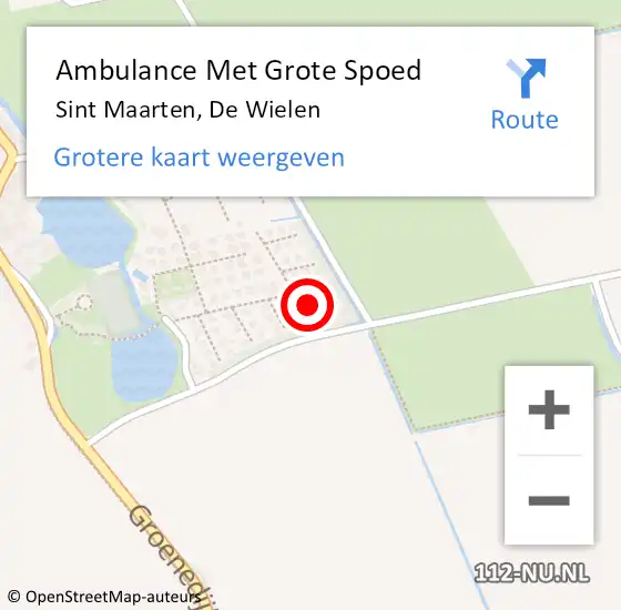 Locatie op kaart van de 112 melding: Ambulance Met Grote Spoed Naar Sint Maarten, De Wielen op 1 januari 2023 15:42