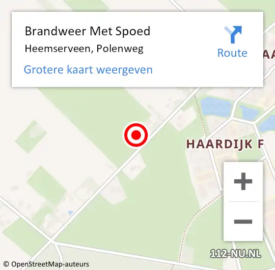 Locatie op kaart van de 112 melding: Brandweer Met Spoed Naar Heemserveen, Polenweg op 10 augustus 2014 18:25