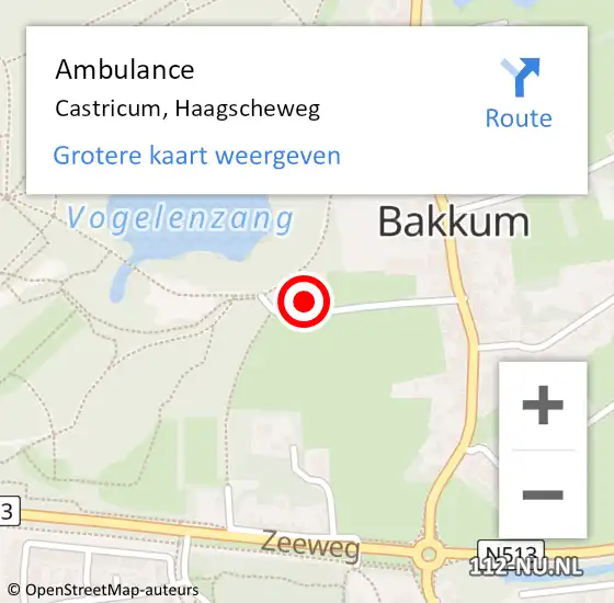 Locatie op kaart van de 112 melding: Ambulance Castricum, Haagscheweg op 1 januari 2023 15:43