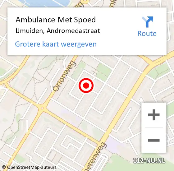 Locatie op kaart van de 112 melding: Ambulance Met Spoed Naar IJmuiden, Andromedastraat op 1 januari 2023 15:45