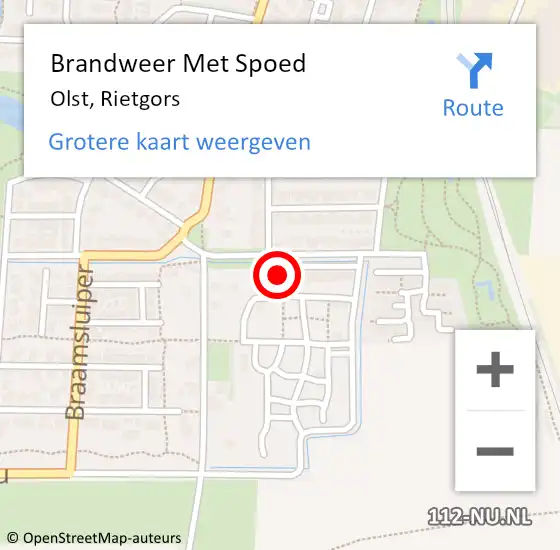 Locatie op kaart van de 112 melding: Brandweer Met Spoed Naar Olst, Rietgors op 1 januari 2023 15:46