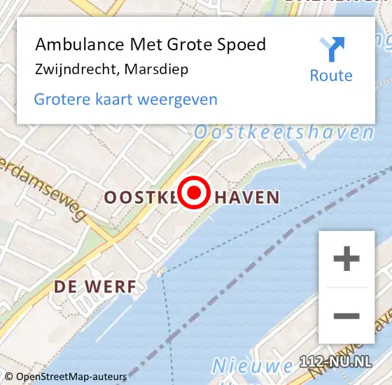 Locatie op kaart van de 112 melding: Ambulance Met Grote Spoed Naar Zwijndrecht, Marsdiep op 1 januari 2023 15:49