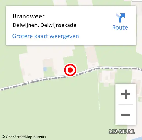 Locatie op kaart van de 112 melding: Brandweer Delwijnen, Delwijnsekade op 1 januari 2023 15:53