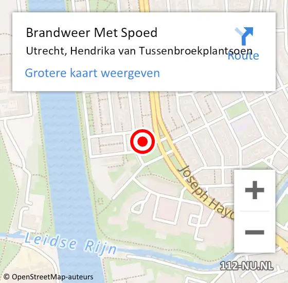 Locatie op kaart van de 112 melding: Brandweer Met Spoed Naar Utrecht, Hendrika van Tussenbroekplantsoen op 1 januari 2023 15:58