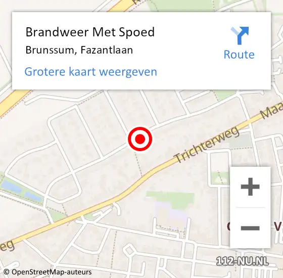 Locatie op kaart van de 112 melding: Brandweer Met Spoed Naar Brunssum, Fazantlaan op 1 januari 2023 16:09