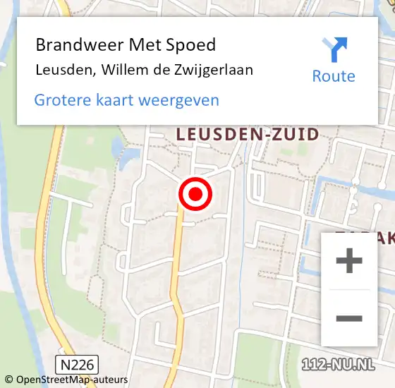 Locatie op kaart van de 112 melding: Brandweer Met Spoed Naar Leusden, Willem de Zwijgerlaan op 1 januari 2023 16:11