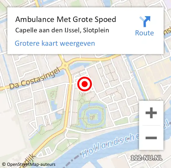 Locatie op kaart van de 112 melding: Ambulance Met Grote Spoed Naar Capelle aan den IJssel, Slotplein op 1 januari 2023 16:14
