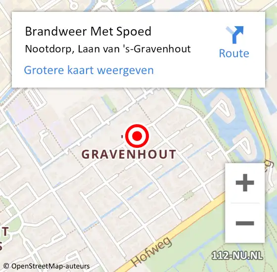 Locatie op kaart van de 112 melding: Brandweer Met Spoed Naar Nootdorp, Laan van 's-Gravenhout op 1 januari 2023 16:16