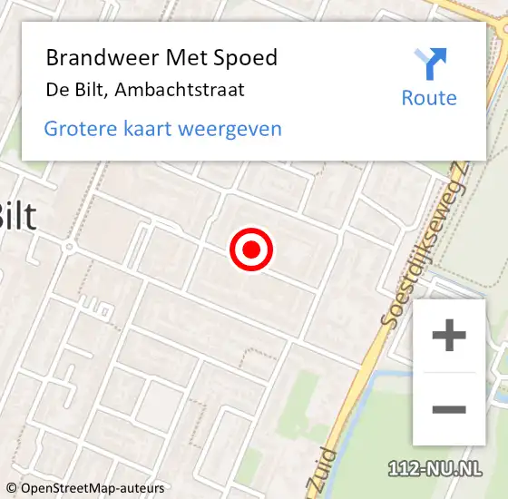 Locatie op kaart van de 112 melding: Brandweer Met Spoed Naar De Bilt, Ambachtstraat op 1 januari 2023 16:19