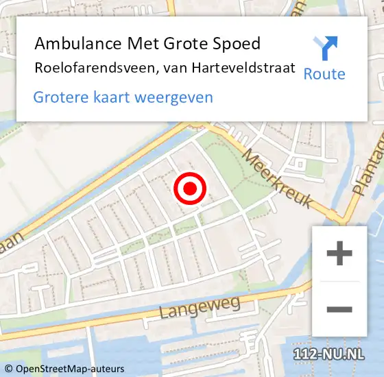 Locatie op kaart van de 112 melding: Ambulance Met Grote Spoed Naar Roelofarendsveen, van Harteveldstraat op 1 januari 2023 16:20