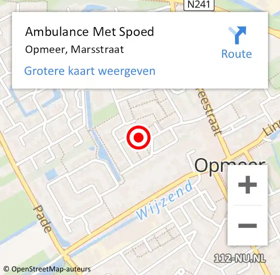 Locatie op kaart van de 112 melding: Ambulance Met Spoed Naar Opmeer, Marsstraat op 1 januari 2023 16:21