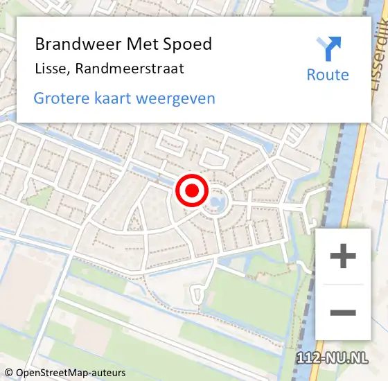 Locatie op kaart van de 112 melding: Brandweer Met Spoed Naar Lisse, Randmeerstraat op 1 januari 2023 16:22