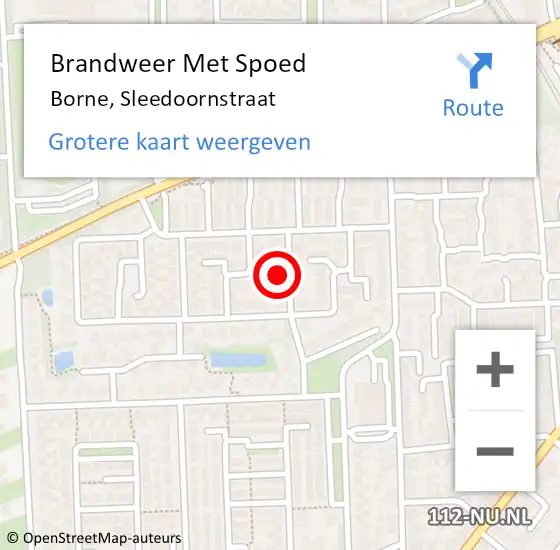 Locatie op kaart van de 112 melding: Brandweer Met Spoed Naar Borne, Sleedoornstraat op 1 januari 2023 16:28