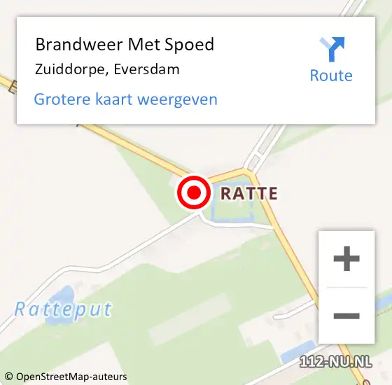 Locatie op kaart van de 112 melding: Brandweer Met Spoed Naar Zuiddorpe, Eversdam op 1 januari 2023 16:30