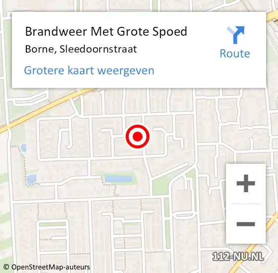 Locatie op kaart van de 112 melding: Brandweer Met Grote Spoed Naar Borne, Sleedoornstraat op 1 januari 2023 16:34