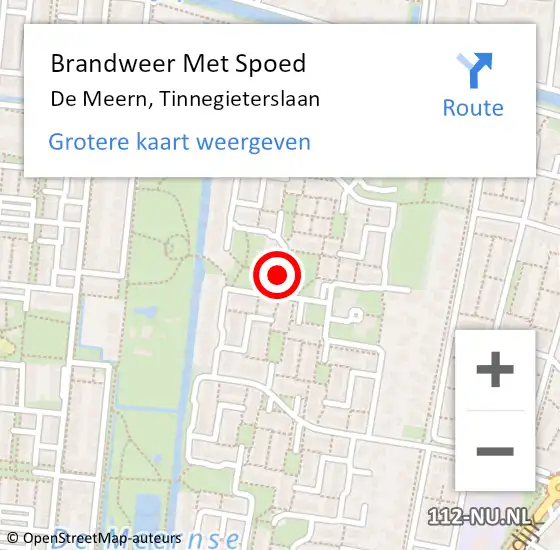 Locatie op kaart van de 112 melding: Brandweer Met Spoed Naar De Meern, Tinnegieterslaan op 1 januari 2023 16:42