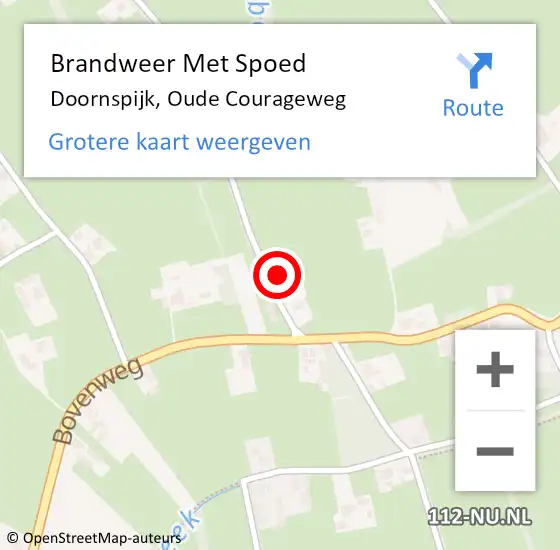 Locatie op kaart van de 112 melding: Brandweer Met Spoed Naar Doornspijk, Oude Courageweg op 1 januari 2023 16:57
