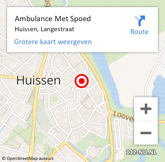 Locatie op kaart van de 112 melding: Ambulance Met Spoed Naar Huissen, Langestraat op 1 januari 2023 17:13