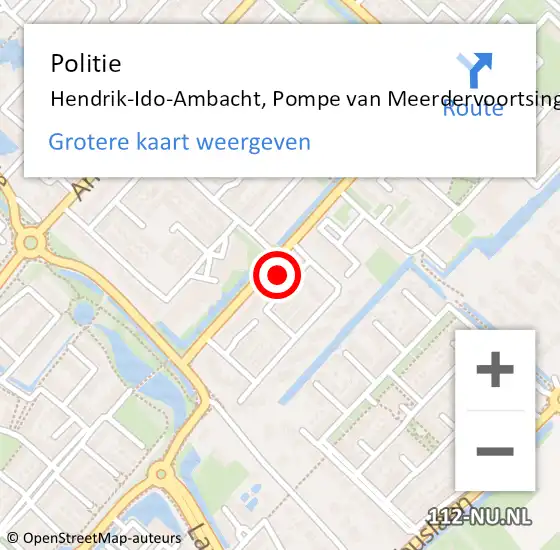 Locatie op kaart van de 112 melding: Politie Hendrik-Ido-Ambacht, Pompe van Meerdervoortsingel op 1 januari 2023 17:17