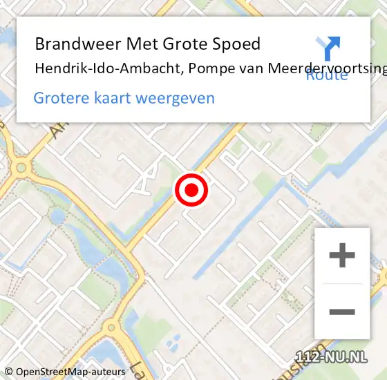 Locatie op kaart van de 112 melding: Brandweer Met Grote Spoed Naar Hendrik-Ido-Ambacht, Pompe van Meerdervoortsingel op 1 januari 2023 17:18