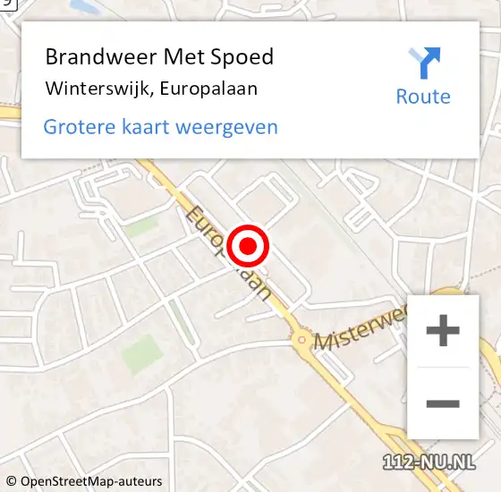 Locatie op kaart van de 112 melding: Brandweer Met Spoed Naar Winterswijk, Europalaan op 1 januari 2023 17:21