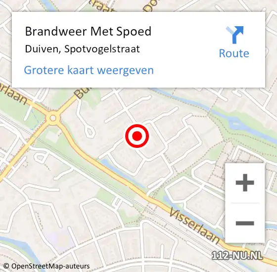 Locatie op kaart van de 112 melding: Brandweer Met Spoed Naar Duiven, Spotvogelstraat op 1 januari 2023 17:23