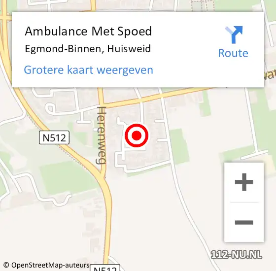 Locatie op kaart van de 112 melding: Ambulance Met Spoed Naar Egmond-Binnen, Huisweid op 1 januari 2023 17:39